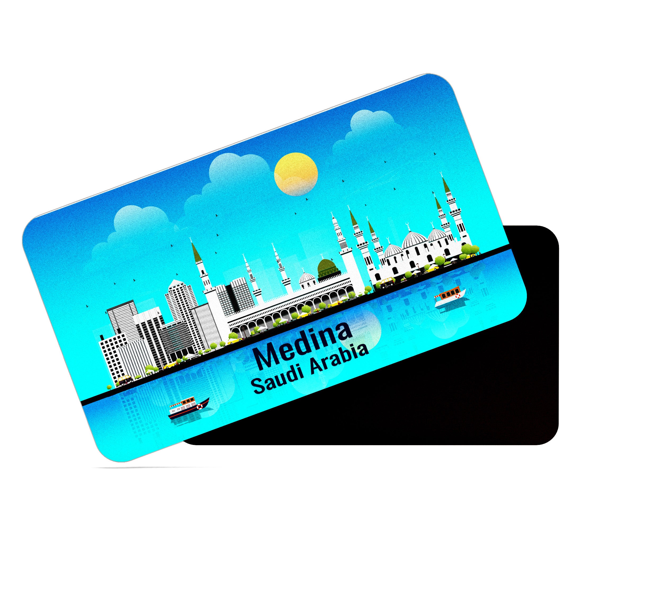 dhcrafts Rectangular Fridge Magnet Blue Saudi Arabia Medina Design Pack of 1 (8.6cm x 5.4cm)
